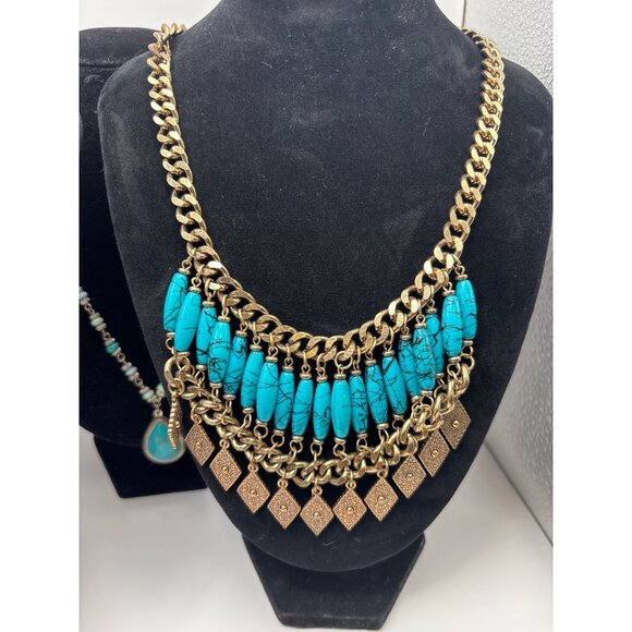 Fashion Necklace (3) Lot Faux Turquoise Howlite Egyptian Revival Native American - Picture 3 of 5